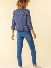 Roman Navy Jacquard Print Notch Neck Jacket - Image 3 of 4