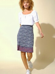 Roman Blue A Line Mosaic Print Skirt - Image 3 of 4