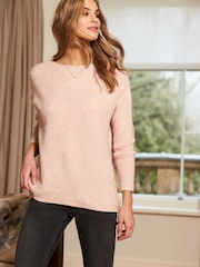 Sosandar Blush Pink Super Soft Chevron Detail Jumper - Image 1 of 6