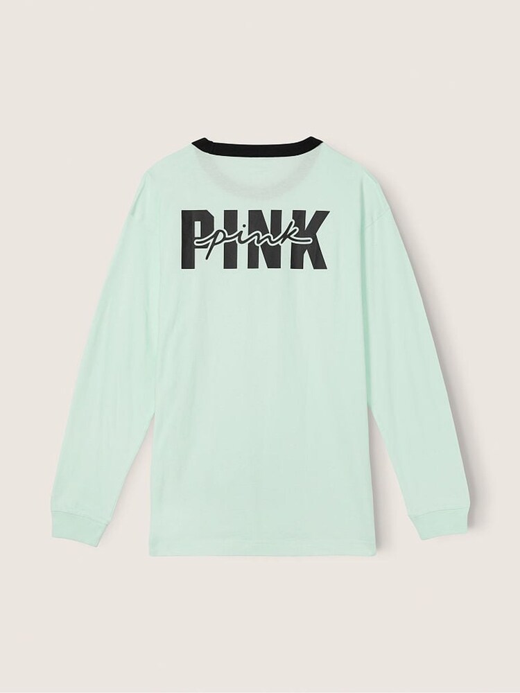 Victoria's Secret PINK Spring Rain Green Long Sleeve T-Shirt - Image 5 of 5