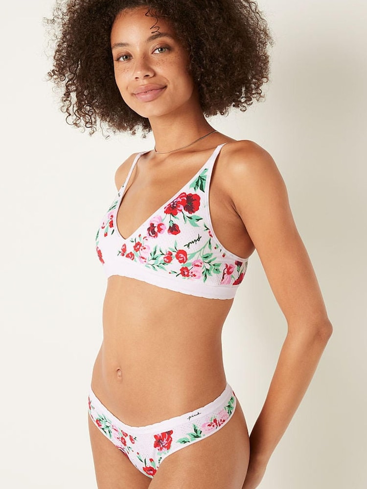 Victoria's Secret PINK Optic White Floral Seamless Lightly Lined Bra - Image 1 of 4