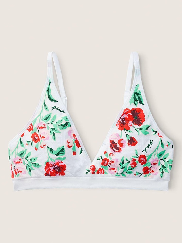 Victoria's Secret PINK Optic White Floral Seamless Lightly Lined Bra - Image 4 of 4