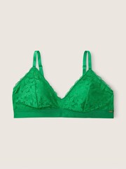 Victoria's Secret PINK Happy Camper Green Fuller Cup Lace Unlined Triangle Bralette - Image 3 of 5