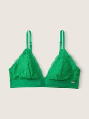 Victoria's Secret PINK Happy Camper Green Fuller Cup Lace Unlined Triangle Bralette - Image 4 of 5