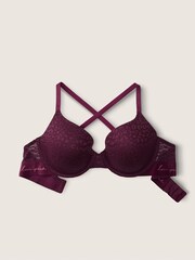 Victoria's Secret PINK Rich Maroon Purple Lace Lightly Lined T-Shirt Bra - Image 3 of 4