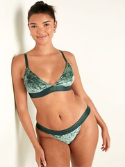 Victoria's Secret PINK Satin Green Regular Cup Velvet Unlined Triangle Bralette - Image 1 of 4