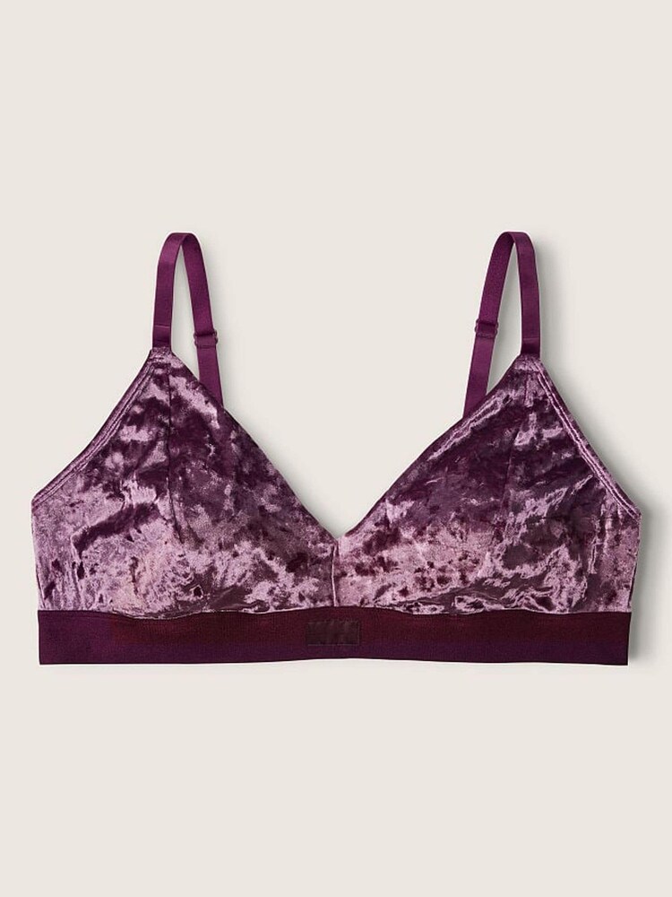 Victoria's Secret PINK Rich Maroon Purple Fuller Cup Velvet Unlined Triangle Bralette - Image 4 of 4