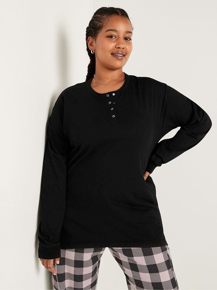 Victoria's Secret PINK Black Long Sleeve T-Shirt - Image 1 of 4