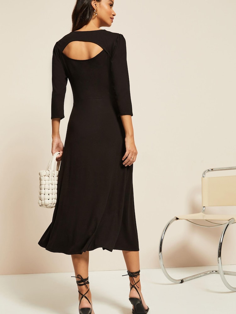 Friends Like These Black Cut Out Detail Midi Dress - Image 2 of 4