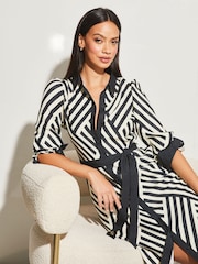 Lipsy Black/White Petite Long Sleeve Maxi Shirt Dress - Image 4 of 4