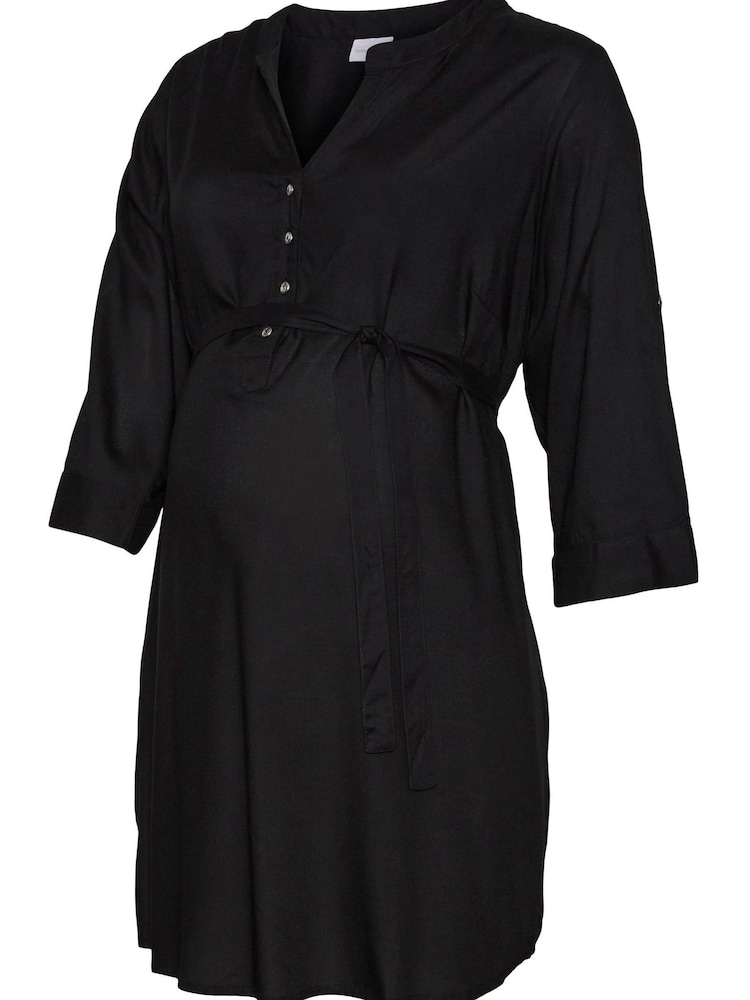 Mamalicious Black Maternity Tie Waist Woven Shirt - Image 1 of 1