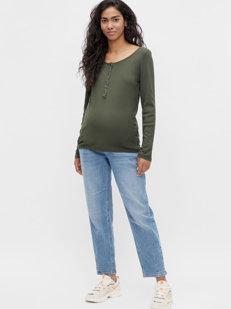 Mamalicious Green Maternity Nursing Button Through Ribbed Top - Image 2 of 5 Mamalicious Green Maternity Nursing Button Through Ribbed Top - Image 2 of 5