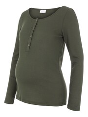 Mamalicious Green Maternity Nursing Button Through Ribbed Top - Image 5 of 5