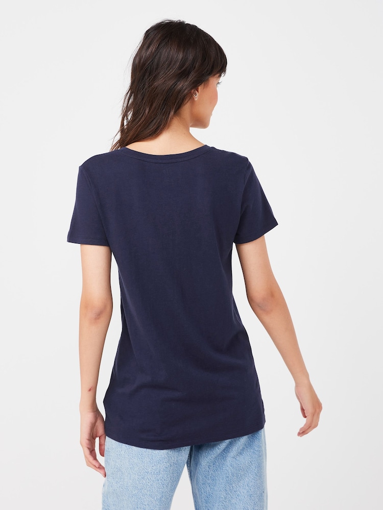 Gap Navy Blue Favourite Cotton-Modal Crew Neck Short Sleeve T-Shirt - Image 2 of 5 Gap Navy Blue Favourite Cotton-Modal Crew Neck Short Sleeve T-Shirt - Image 2 of 5