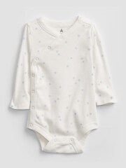 Gap White Wrap Long Sleeve Baby Bodysuit - Image 4 of 4
