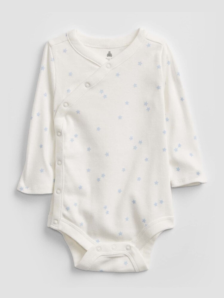 Gap White Wrap Long Sleeve Baby Bodysuit - Image 4 of 4