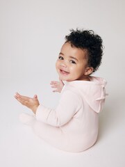 Gap Pink Logo Zip Hooded All in One (Newborn - 24mths) - Image 3 of 8