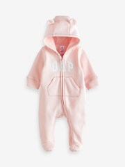 Gap Pink Logo Zip Hooded All in One (Newborn - 24mths) - Image 6 of 8