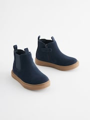 Navy Blue Standard Fit (F) Chelsea Boots with Zip Fastening - Image 1 of 5
