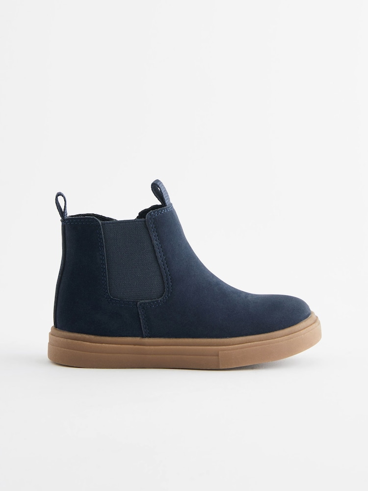 Navy Blue Standard Fit (F) Chelsea Boots with Zip Fastening - Image 2 of 5