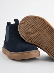 Navy Blue Standard Fit (F) Chelsea Boots with Zip Fastening - Image 4 of 5