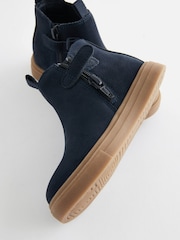 Navy Blue Standard Fit (F) Chelsea Boots with Zip Fastening - Image 5 of 5