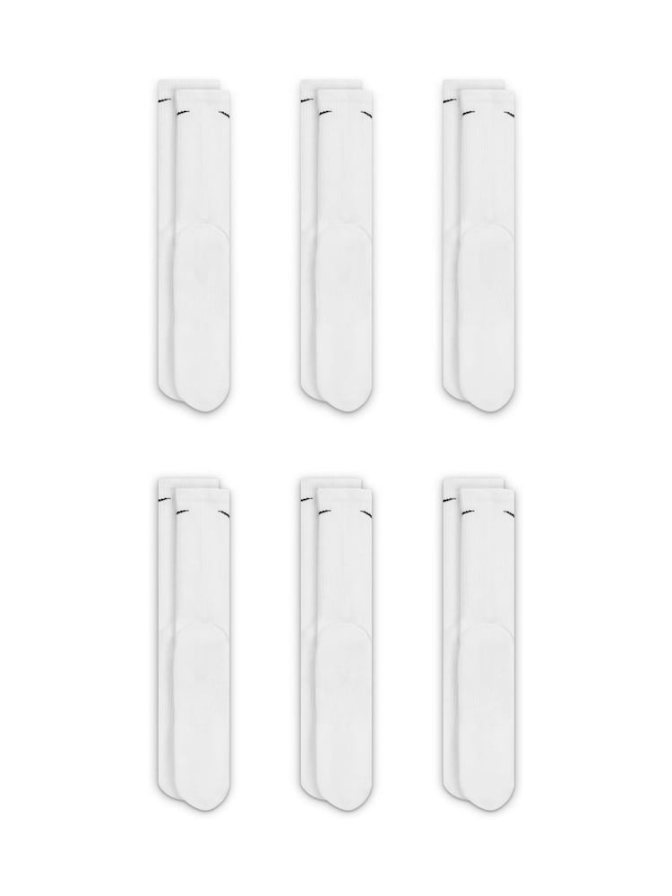 Nike White Everyday Plus Cushioned Training Crew Socks 6 Pack - Image 3 of 4