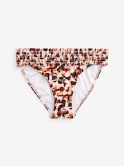 Brown Animal High Leg Briefs Shirred Bikini Bottoms - Image 1 of 1