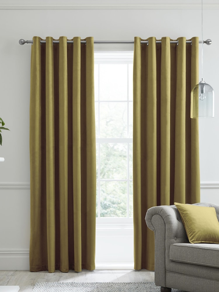 Laurence Llewelyn-Bowen Ochre Yellow Montrose Eyelet Curtains - Image 1 of 3