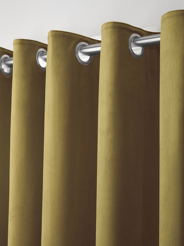 Laurence Llewelyn-Bowen Ochre Yellow Montrose Eyelet Curtains - Image 2 of 3