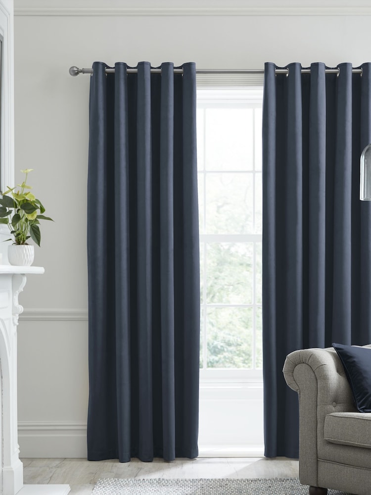 Laurence Llewelyn-Bowen Montrose Velvet Blackout Thermal Eyelet Curtains - 圖片 1，共 3