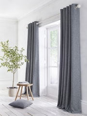 Appletree Charcoal Grey Boucle Eyelet Curtains - Image 1 of 3