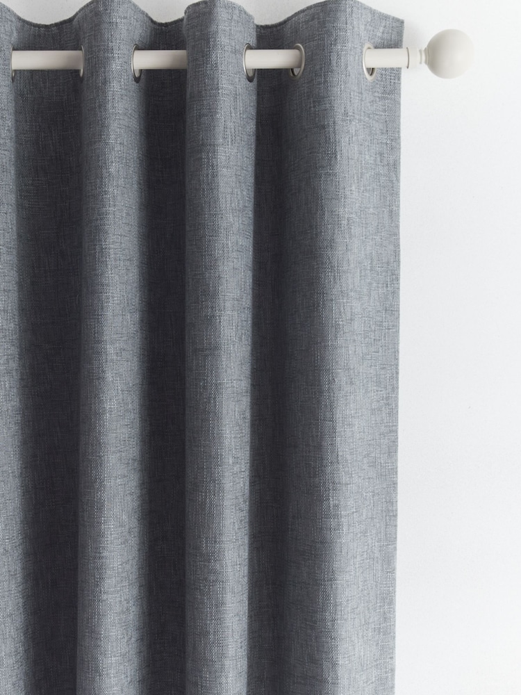 Appletree Charcoal Grey Boucle Eyelet Curtains - Image 2 of 3 Appletree Charcoal Grey Boucle Eyelet Curtains - Image 2 of 3
