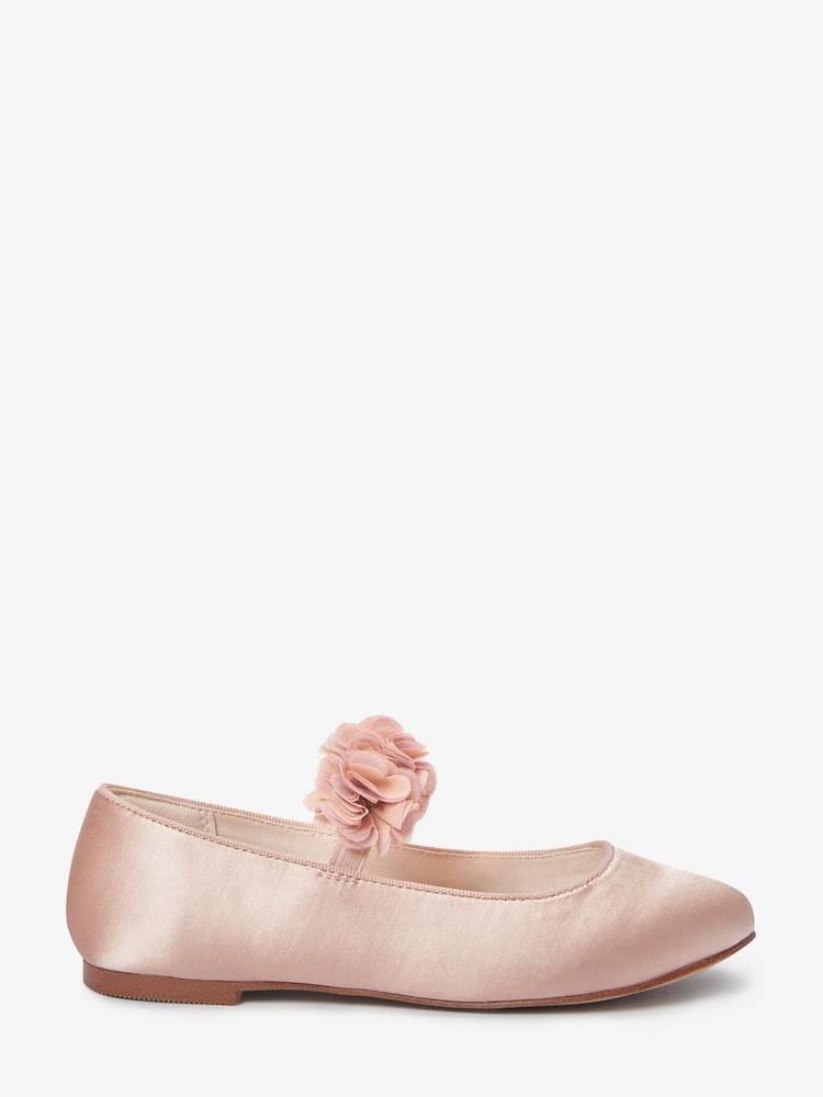 Pink Satin Stain Resistant Standard Fit (F) Corsage Bridesmaid Collection Occasion Shoes - Image 1 of 4