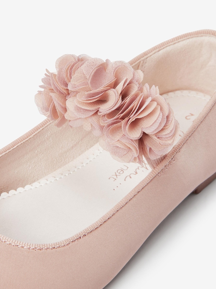 Pink Satin Stain Resistant Standard Fit (F) Corsage Bridesmaid Collection Occasion Shoes - Image 4 of 4