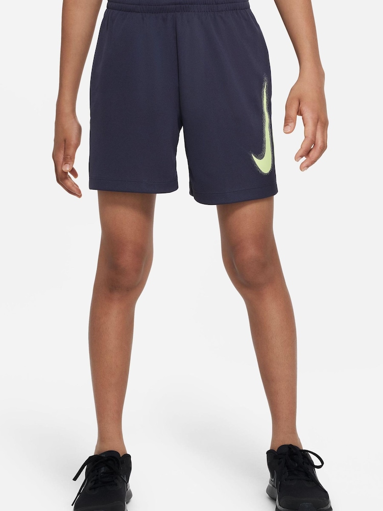 Nike Grey/Yellow Dri-FIT Multi+ Graphic Training Shorts - Image 1 of 6