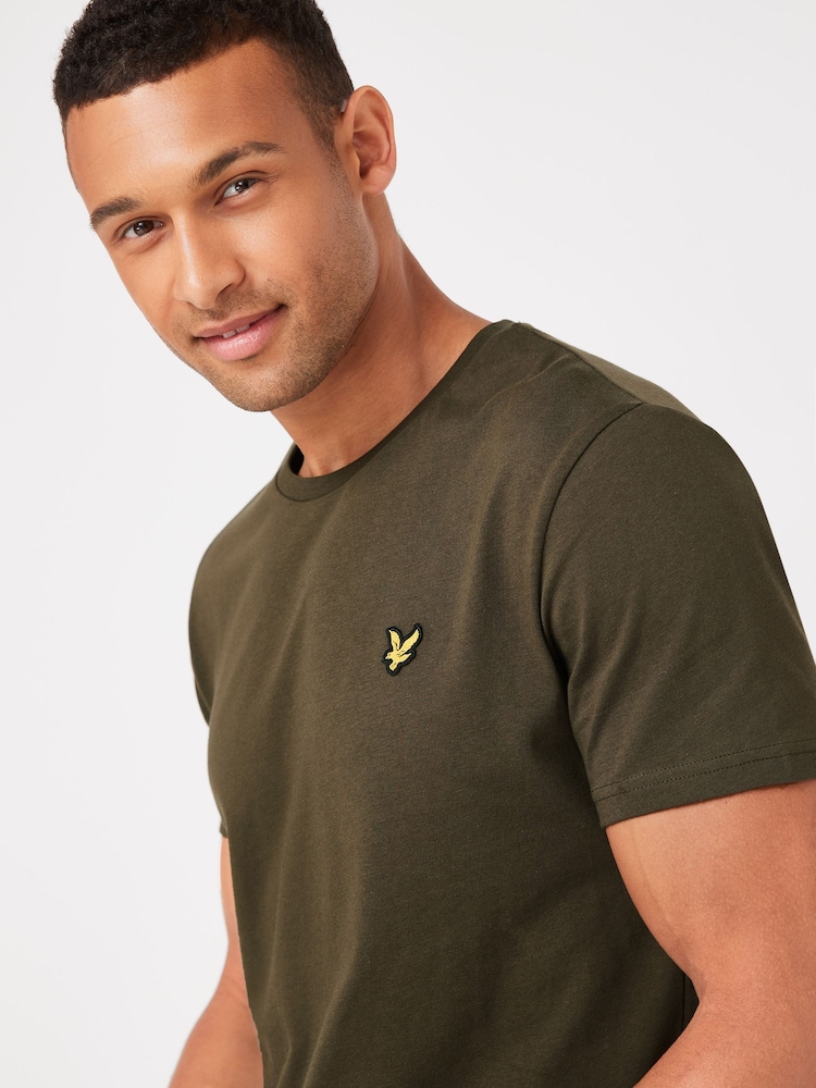 Lyle & Scott Olive Green Crew Neck Cotton T-Shirt - Image 3 of 6