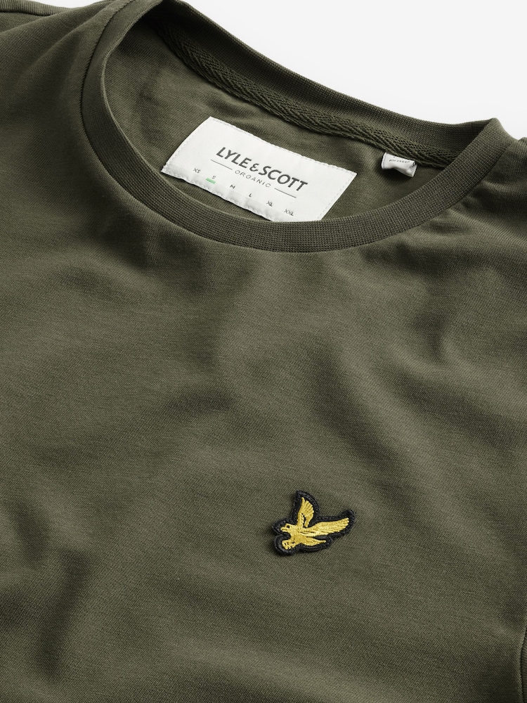 Lyle & Scott Olive Green Crew Neck Cotton T-Shirt - Image 5 of 6