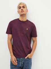 Бургундский - Хлопковая футболка с вырезом под горло Lyle & Scott - Image 1 of 8