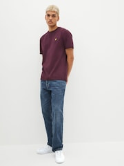 Бургундский - Хлопковая футболка с вырезом под горло Lyle & Scott - Image 2 of 8