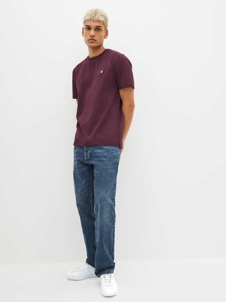 Бургундский - Хлопковая футболка с вырезом под горло Lyle & Scott - Image 2 of 8