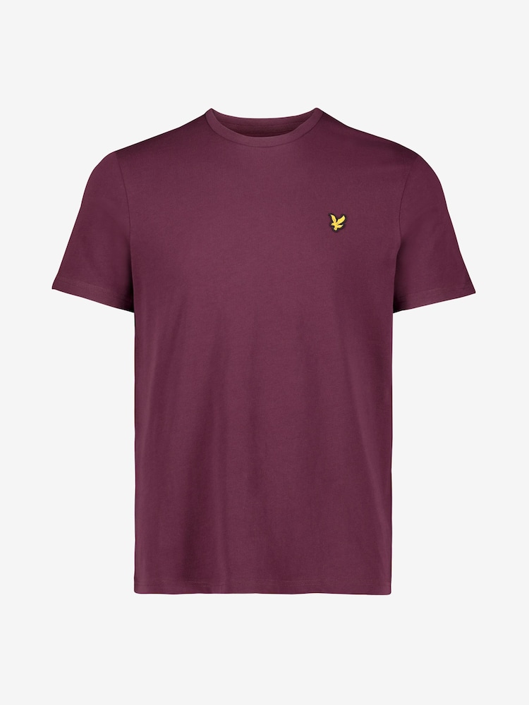 Lyle & Scott Burgundy Red Crew Neck Cotton T-Shirt - Image 6 of 8