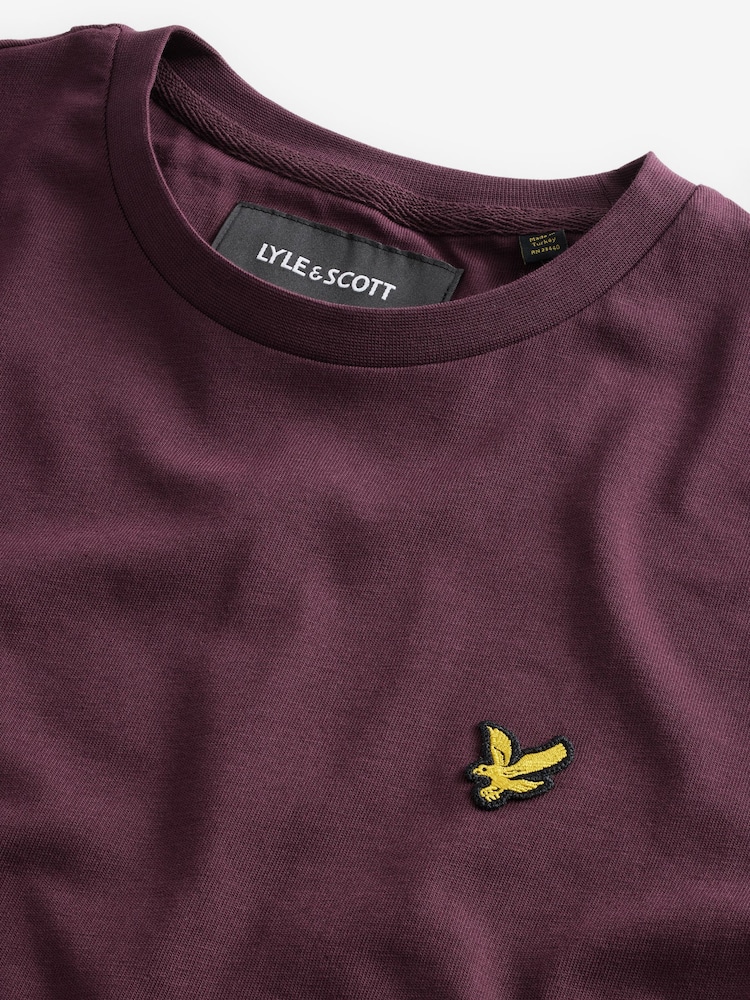 Lyle & Scott Burgundy Red Crew Neck Cotton T-Shirt - Image 7 of 8