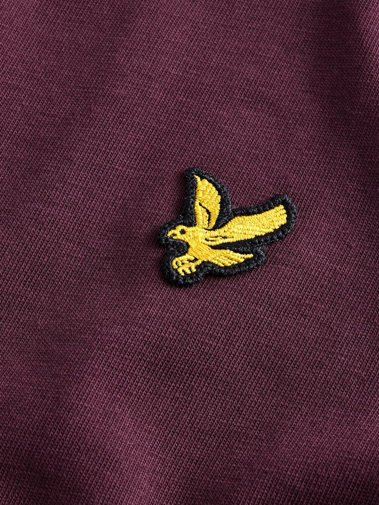 Бургундский - Хлопковая футболка с вырезом под горло Lyle & Scott - Image 8 of 8