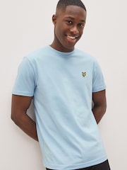 Синий - Хлопковая футболка с вырезом под горло Lyle & Scott - Изображение 1 из 6