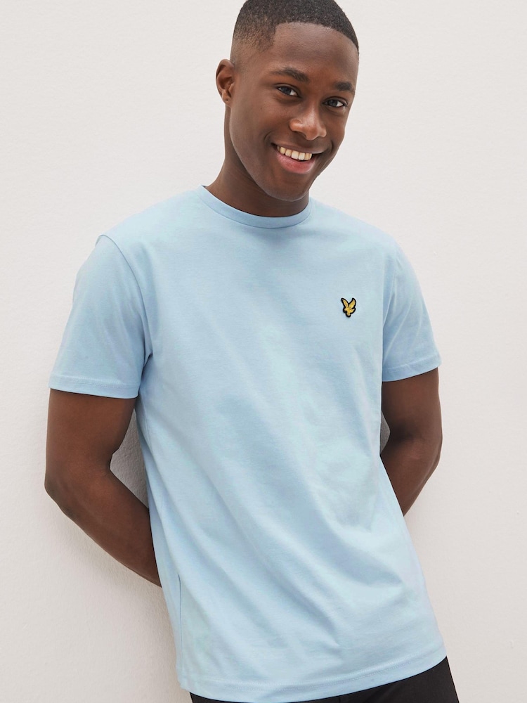 Синий - Хлопковая футболка с вырезом под горло Lyle & Scott - Изображение 1 из 6