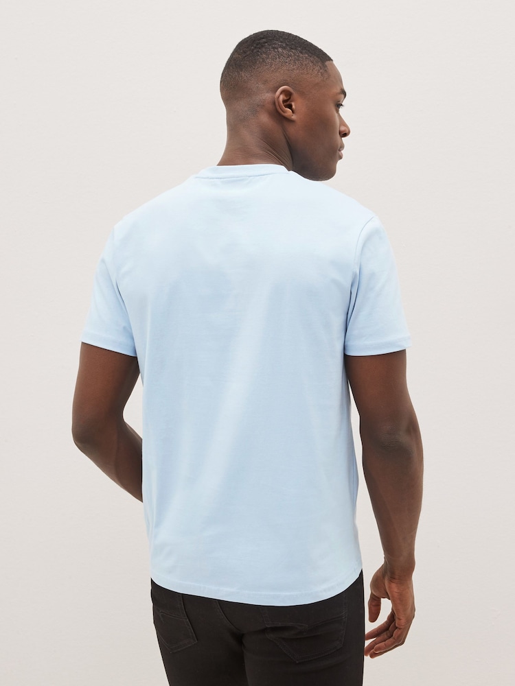 Lyle & Scott Blue Crew Neck Cotton T-Shirt - Image 2 of 6 Lyle & Scott Blue Crew Neck Cotton T-Shirt - Image 2 of 6