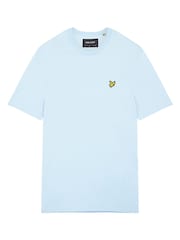 Синий - Хлопковая футболка с вырезом под горло Lyle & Scott - Изображение 4 из 6