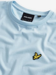 Синий - Хлопковая футболка с вырезом под горло Lyle & Scott - Изображение 5 из 6
