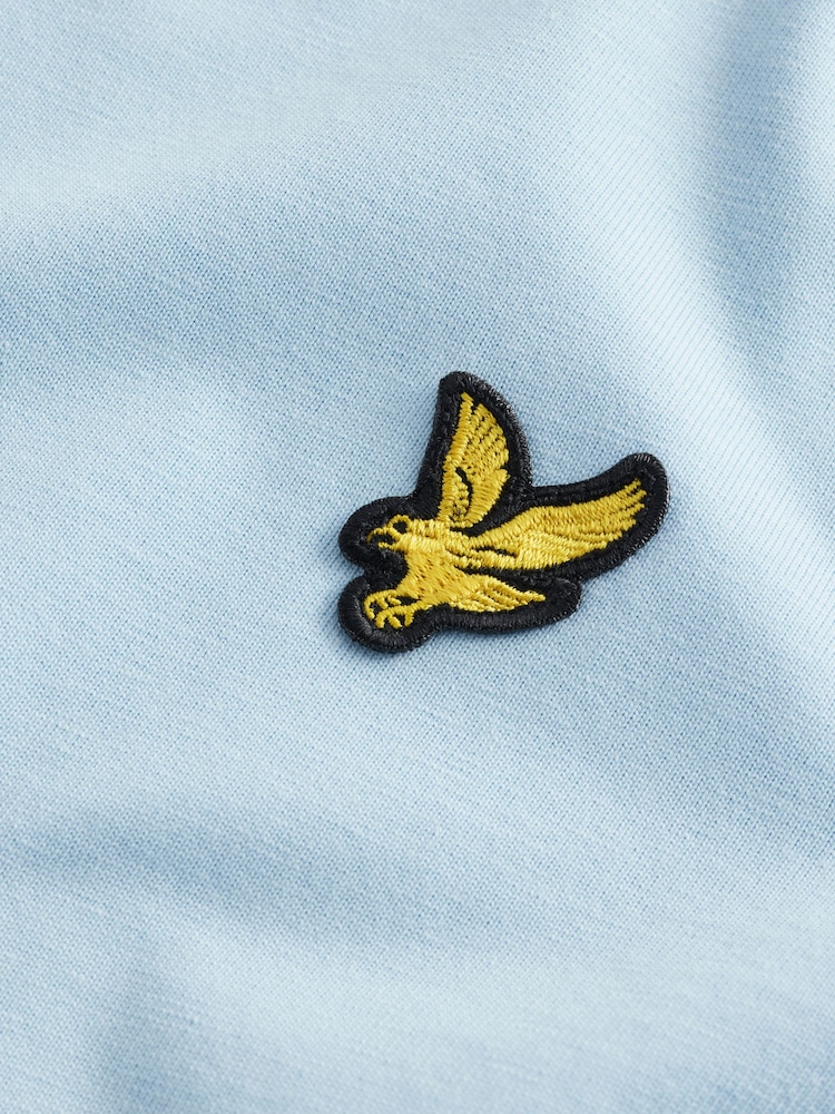 Синий - Хлопковая футболка с вырезом под горло Lyle & Scott - Изображение 6 из 6